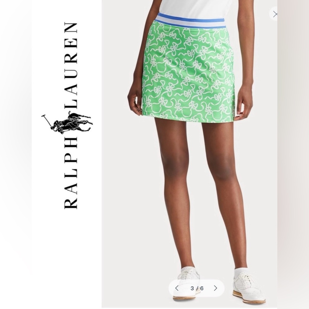 Ralph Lauren Polo Golf Women's Green and White Bow Print Skort Size SP